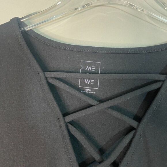 Me to We S Small Bodysuit Black Crisscross Front Knit - Picture 4 of 5